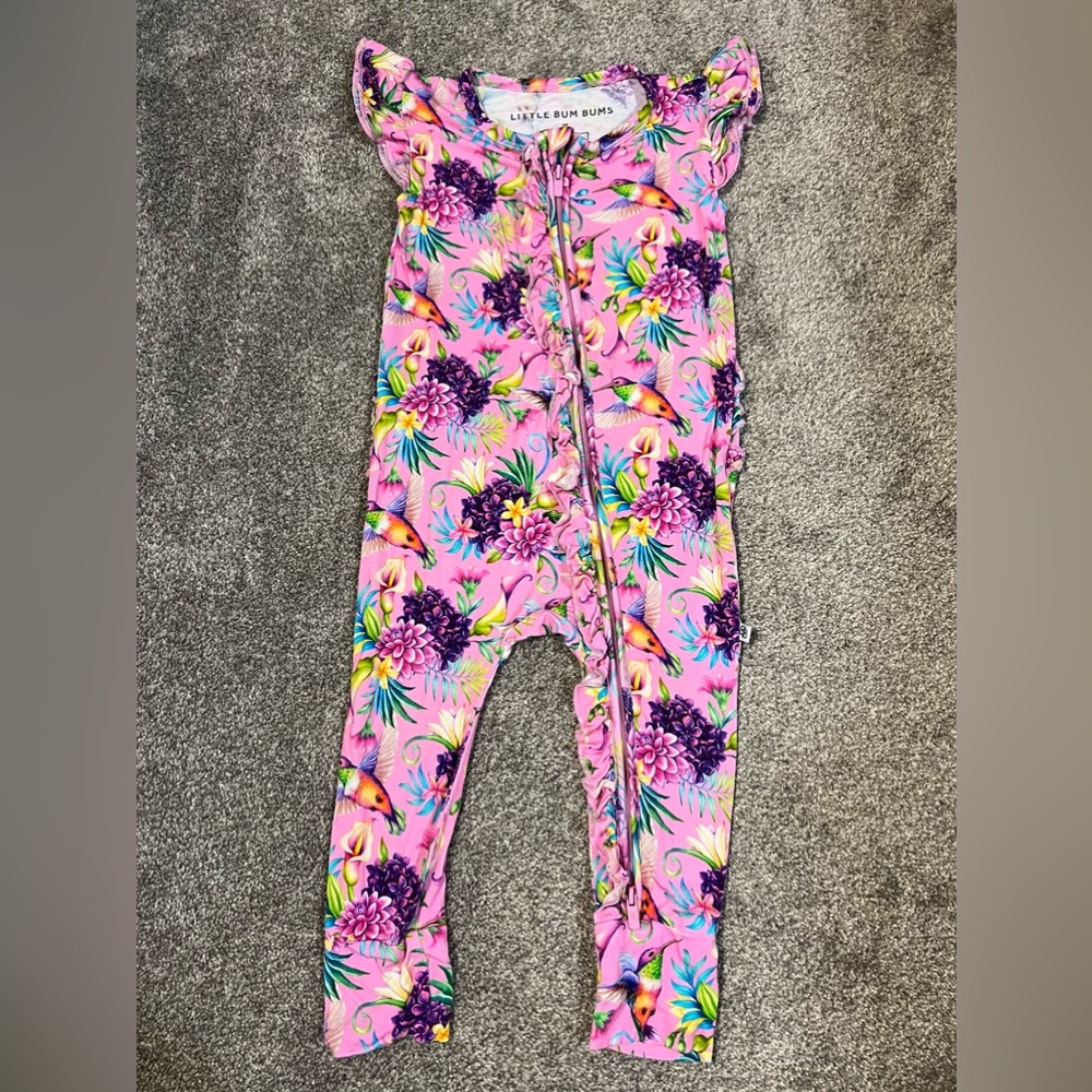 Bums & Roses Hum Away With Me ruffle romper 2T